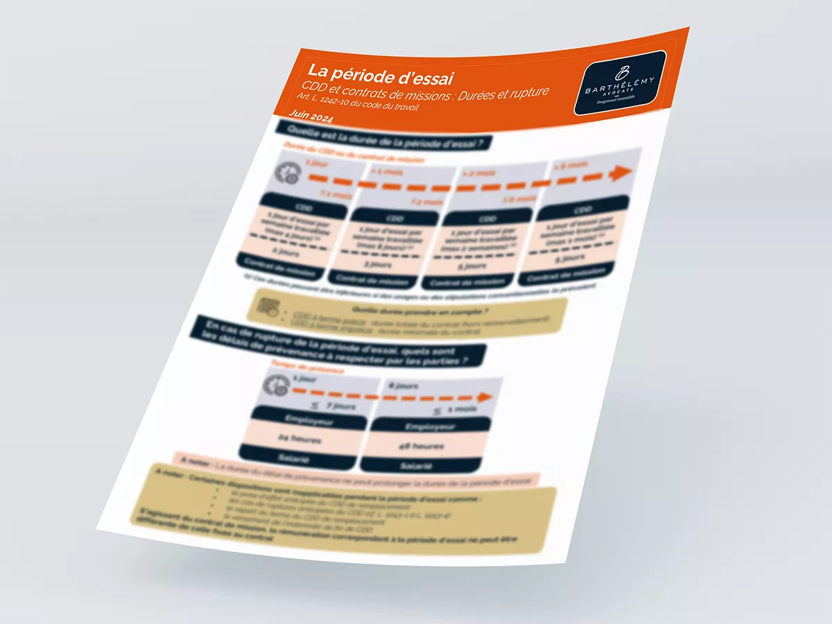 Image illustrant l'infographie La période d'essai - CDD et contrat de mission